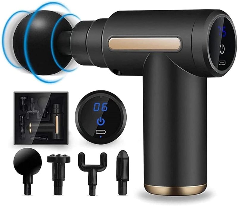 LDNIO MINI MASSAGE GUN WITH 4 MASSAGES HEADS, 6 SPEEDS - NECK AND BACK MUSCLE MASSAGER FOR PAIN RELIEF