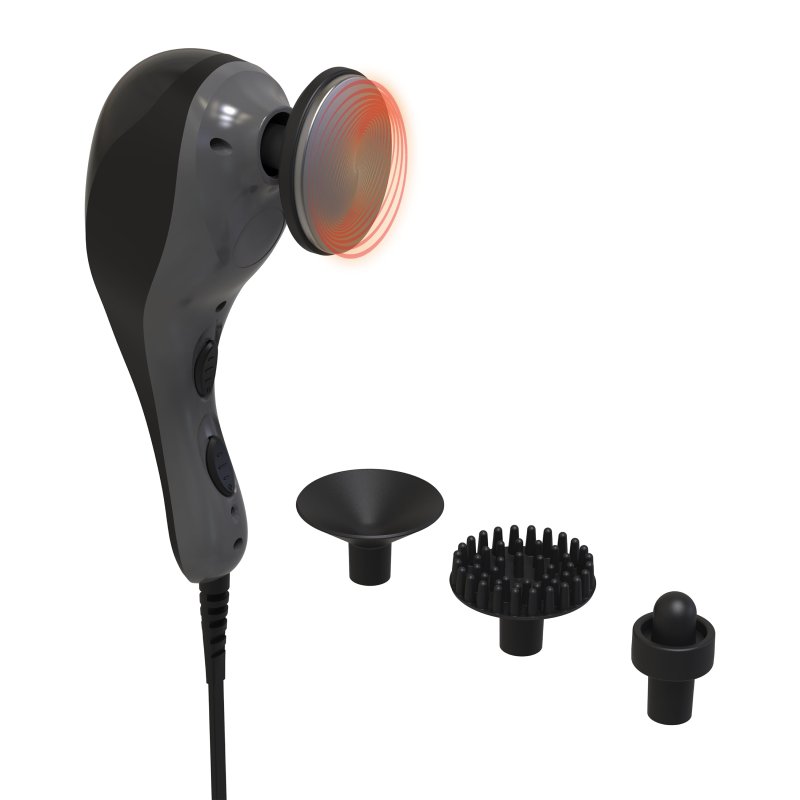FITRX HEAT THERAPY NECK & BACK MASSAGER WITH HANDHELD MASSAGE GUN - MULTIPLE SPEEDS, ATTACHMENTS, HEAT SETTINGS