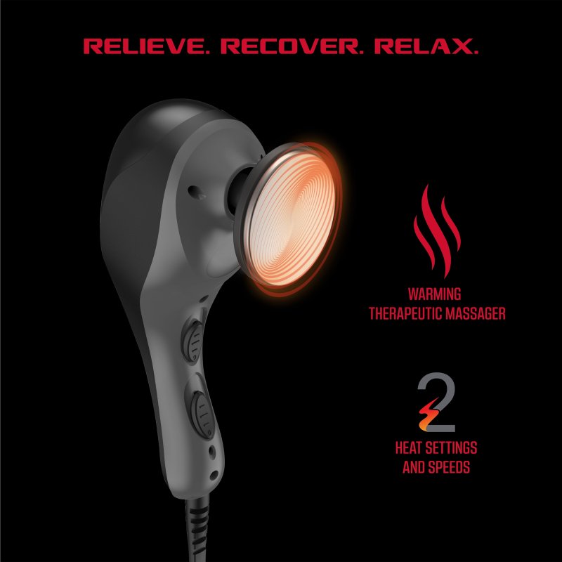 FITRX HEAT THERAPY NECK & BACK MASSAGER WITH HANDHELD MASSAGE GUN - MULTIPLE SPEEDS, ATTACHMENTS, HEAT SETTINGS