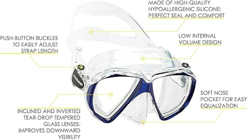 CRESSI ADULT SNORKELING KIT: DUAL LENS MASK + DRY SNORKEL SET, SOFT SILICONE, PERFECT SEAL, DESIGNED IN ITALY