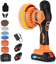 CORDLESS CAR BUFFER POLISHER W/ 2X2000MAH 21V BATTERIES, 6 INCH CAR BUFFER WAXER KIT, CAR POLISHING