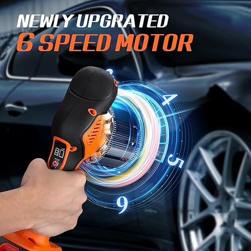 CORDLESS CAR BUFFER POLISHER W/ 2X2000MAH 21V BATTERIES, 6 INCH CAR BUFFER WAXER KIT, CAR POLISHING