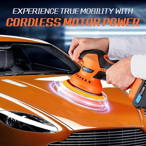 CORDLESS CAR BUFFER POLISHER W/ 2X2000MAH 21V BATTERIES, 6 INCH CAR BUFFER WAXER KIT, CAR POLISHING