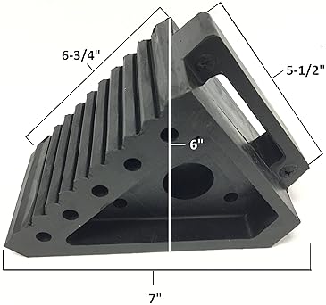 MAXXHAUL HEAVY DUTY BLACK WHEEL CHOCK 2-PACK, 8" X 4" X 6" BY MAXXHAUL - SOLID RUBBER