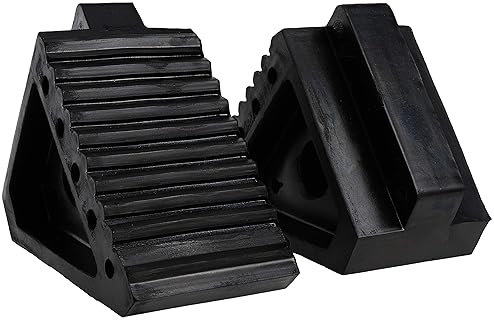 MAXXHAUL HEAVY DUTY BLACK WHEEL CHOCK 2-PACK, 8" X 4" X 6" BY MAXXHAUL - SOLID RUBBER
