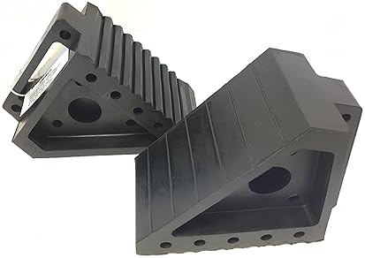 MAXXHAUL HEAVY DUTY BLACK WHEEL CHOCK 2-PACK, 8" X 4" X 6" BY MAXXHAUL - SOLID RUBBER