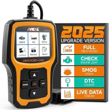 ANCEL AD410 OBD2 SCANNER FOR CHECK ENGINE LIGHT, FAULT DIAGNOSIS, ALL OBDII CARS, BLACK/YELLOW