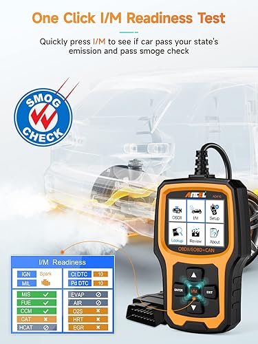 ANCEL AD410 OBD2 SCANNER FOR CHECK ENGINE LIGHT, FAULT DIAGNOSIS, ALL OBDII CARS, BLACK/YELLOW
