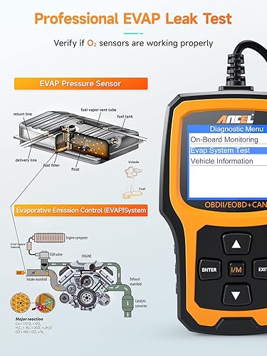ANCEL AD410 OBD2 SCANNER FOR CHECK ENGINE LIGHT, FAULT DIAGNOSIS, ALL OBDII CARS, BLACK/YELLOW