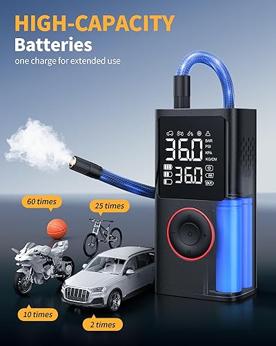 PORTABLE TIRE INFLATOR 150 PSI CORDLESS AIR COMPRESSOR WITH PRESSURE GAUGE & LED LIGHT