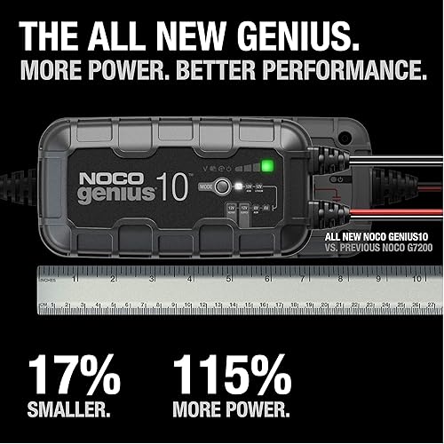 NOCO GENIUS10 SMART CAR BATTERY CHARGER FOR 6V/12V AUTOMOTIVE, MOTORCYCLE, ATV, LITHIUM, DEEP CYCLE BATTERIES