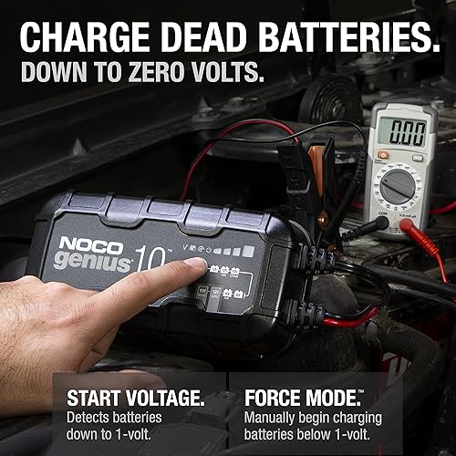 NOCO GENIUS10 SMART CAR BATTERY CHARGER FOR 6V/12V AUTOMOTIVE, MOTORCYCLE, ATV, LITHIUM, DEEP CYCLE BATTERIES