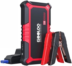 GOOLOO GP2000 JUMP STARTER - 12V 2000A CAR JUMPER (UP TO 8.0L GAS, 6.0L DIESEL) - PORTABLE BATTERY CHARGER - USB QUICK CHARGE - RED
