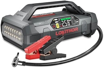 LOKITHOR PORTABLE CAR JUMP STARTER WITH AIR COMPRESSOR - 1500A 12V, 150 PSI TIRE INFLATOR, 24-MONTH STANDBY