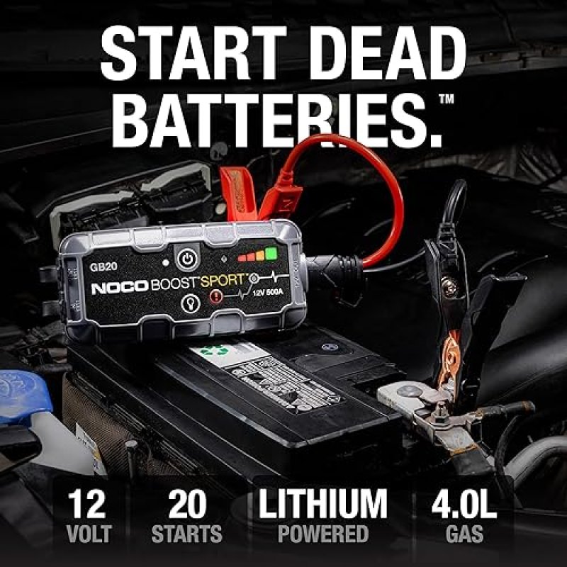 NOCO BOOST SPORT GB20 500A CAR JUMP STARTER FOR 4.0L GAS ENGINES