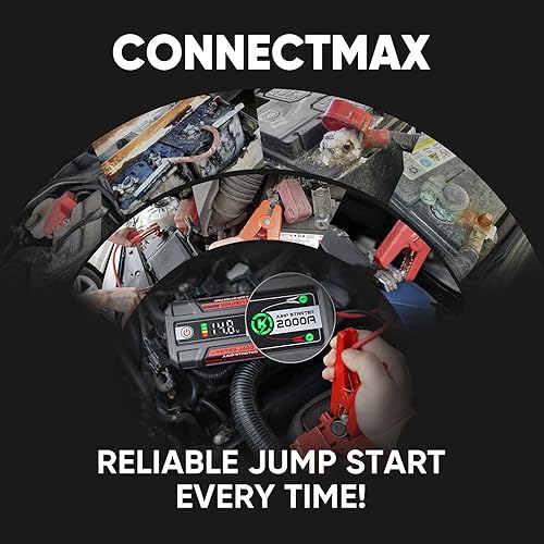 LOKITHOR 2000A 12V LITHIUM JUMP STARTER WITH CONNECTMAX TECH FOR GAS & DIESEL ENGINES
