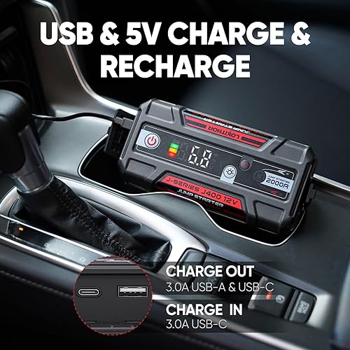 LOKITHOR 2000A 12V LITHIUM JUMP STARTER WITH CONNECTMAX TECH FOR GAS & DIESEL ENGINES