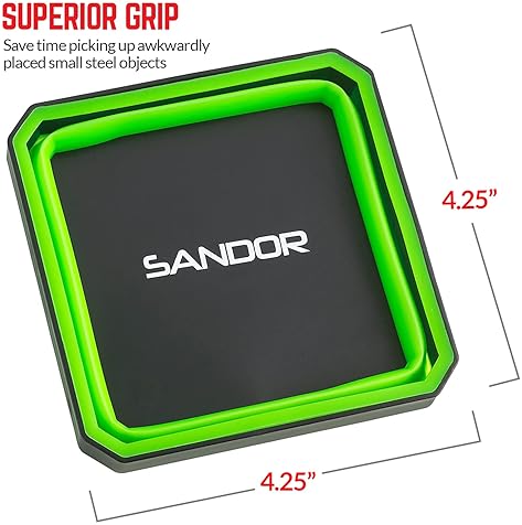 SANDOR SET OF 3 COLLAPSIBLE MAGNETIC PARTS TRAYS FOR SMALL METAL PARTS - 4.25 INCH SQUARE - RED/BLUE/GREEN