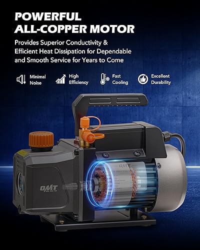 ORION MOTOR TECH 4CFM HVAC VACUUM PUMP KIT FOR AUTO AC, R12 R22 R134A R410A, RESIN DEGASSING, OIL INCLUDED