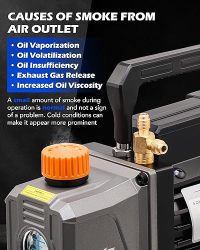ORION MOTOR TECH 4CFM HVAC VACUUM PUMP KIT FOR AUTO AC, R12 R22 R134A R410A, RESIN DEGASSING, OIL INCLUDED