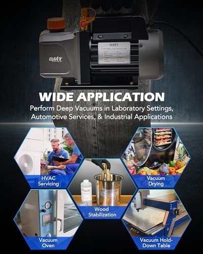 ORION MOTOR TECH 4CFM HVAC VACUUM PUMP KIT FOR AUTO AC, R12 R22 R134A R410A, RESIN DEGASSING, OIL INCLUDED