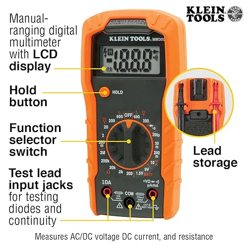 KLEIN TOOLS 69149P ELECTRICAL TEST KIT: MULTIMETER, VOLTAGE TESTER, OUTLET TESTER - LEADS & BATTERIES