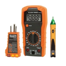 KLEIN TOOLS 69149P ELECTRICAL TEST KIT: MULTIMETER, VOLTAGE TESTER, OUTLET TESTER - LEADS & BATTERIES