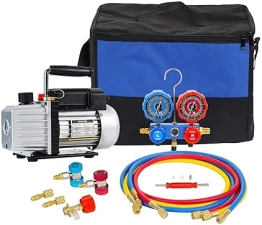 HZAUTOS 1/3HP VACUUM PUMP & MANIFOLD GAUGE SET: HVAC REFRIGERATION KIT
