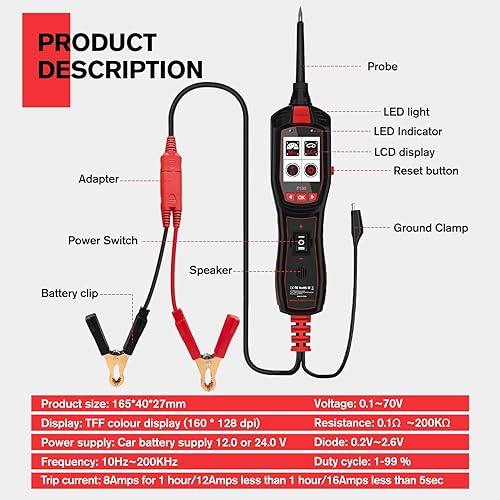 TOPDIAG AUTOMOTIVE ELECTRICAL TESTER FOR CARS 6V-30V, CIRCUIT BREAKER FINDER TOOL, VOLTAGE TESTER - P150