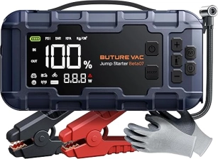 BUTURE 10-IN-1 PORTABLE CAR BATTERY JUMP STARTER WITH AIR COMPRESSOR - 8000A, 160 PSI, CHARGER - GAS & DIESEL, JUMPER CABLES, GLOVES, LIGHTS