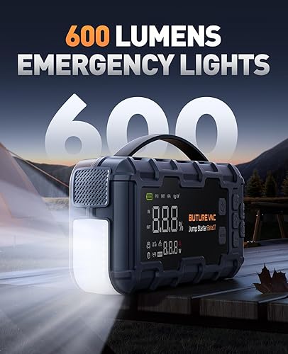 BUTURE 10-IN-1 PORTABLE CAR BATTERY JUMP STARTER WITH AIR COMPRESSOR - 8000A, 160 PSI, CHARGER - GAS & DIESEL, JUMPER CABLES, GLOVES, LIGHTS