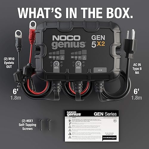 NOCO GENIUS GEN5X2 SMART MARINE BATTERY CHARGER - 12V WATERPROOF CHARGER FOR AGM, LITHIUM, AND DEEP-CYCLE BATTERIES