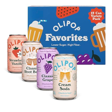 OLIPOP PREBIOTIC SODA FAVORITES VARIETY PANTRY PACK - GLUTEN-FREE, VEGAN, GMO-FREE 12OZ (12 CANS)