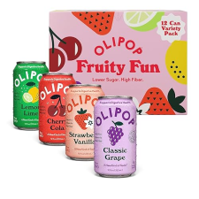 OLIPOP PREBIOTIC SODA POP VARIETY PACK - FRUITY FUN, PACKED WITH PREBIOTICS, FIBER, BOTANICALS - GLUTEN-FREE, VEGAN, GMO-FREE - 12OZ (12 CANS)