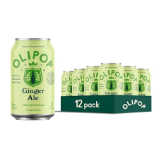 OLIPOP GINGER ALE PREBIOTIC SODA, PANTRY PACK WITH FIBER & BOTANICALS, GLUTEN-FREE, VEGAN, GMO-FREE, 12OZ (12-CANS)
