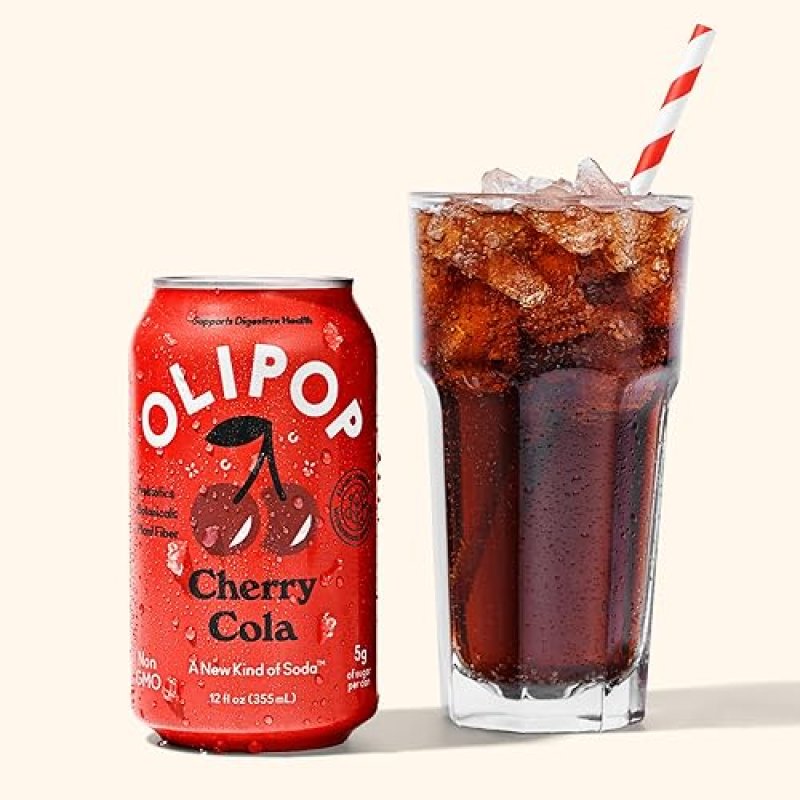 OLIPOP CHERRY COLA PREBIOTIC SODA PANTRY PACK - GLUTEN-FREE, VEGAN, 12OZ (12-CANS)