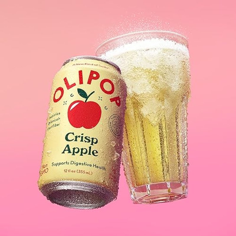 OLIPOP CRISP APPLE PREBIOTIC SODA - 12OZ (12-CANS), GLUTEN-FREE, VEGAN