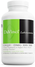 DAVINCI LABS COQ10 - DMG 300/300 CHEWABLE TABLETS - HEART HEALTH & ENERGY SUPPORT - COQ10 & VITAMIN E - VEGETARIAN - GLUTEN-FREE