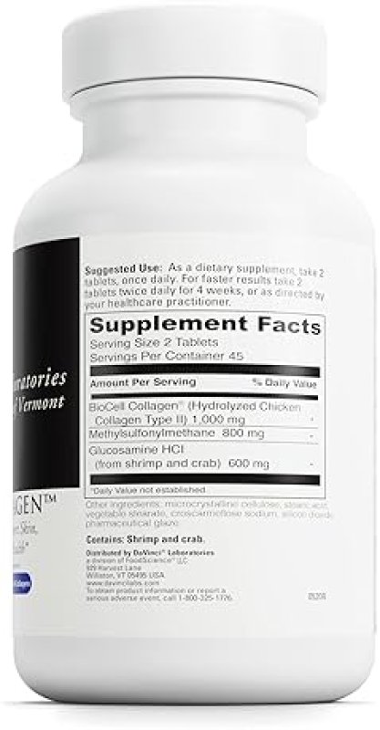 DAVINCI LABS NATURES COLLAGEN BIOCELL SUPPLEMENT - JOINT & SKIN HEALTH - GLUTEN-FREE - 90 TABLETS