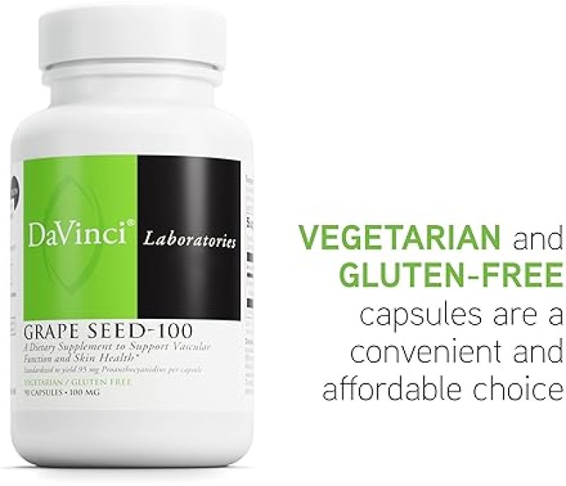 DAVINCI LABS GRAPE SEED-100 DIETARY SUPPLEMENT - IMMUNE SUPPORT & VASCULAR FUNCTION - 100MG EXTRACT - GLUTEN-FREE - 90 CAPSULES