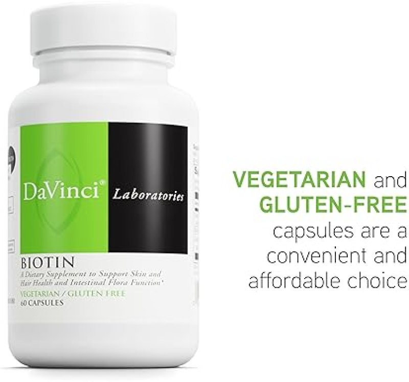 DAVINCI LABS BIOTIN DIETARY SUPPLEMENT FOR SKIN & HAIR HEALTH - VEGETARIAN - GLUTEN-FREE - 60 CAPSULES