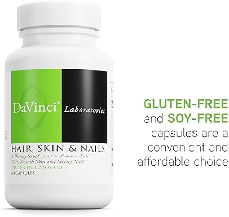 DAVINCI LABS HAIR, SKIN & NAILS SUPPLEMENT - PROMOTES SHINY HAIR, STRONG NAILS & HEALTHY SKIN - 60 CAPSULES