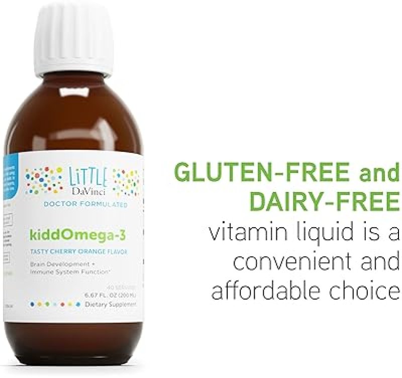 DAVINCI LABS KID-FRIENDLY LIQUID OMEGA-3 SUPPLEMENT FOR IMMUNE SYSTEM & BRAIN SUPPORT - CHERRY ORANGE FLAVOR - 200ML