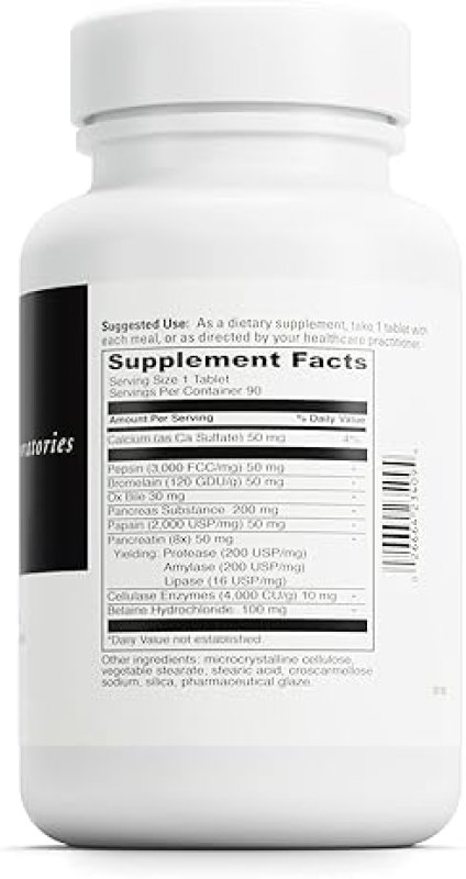 DAVINCI LABS DIGESTIVE ENZYME SUPPLEMENT WITH CALCIUM, PEPSIN, BROMELAIN, PAPAIN - 90 TABLETS