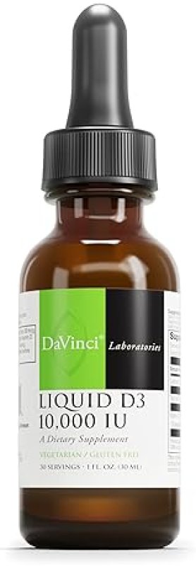 DAVINCI LABS LIQUID VITAMIN D3 10,000 IU - BONE, IMMUNE & HEART HEALTH - GLUTEN-FREE, VEGETARIAN - 1 FL OZ