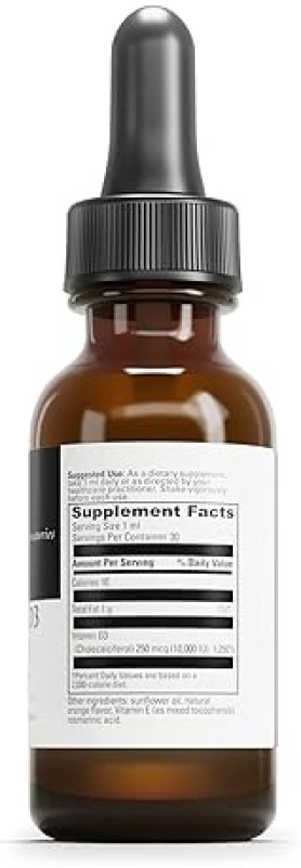 DAVINCI LABS LIQUID VITAMIN D3 10,000 IU - BONE, IMMUNE & HEART HEALTH - GLUTEN-FREE, VEGETARIAN - 1 FL OZ
