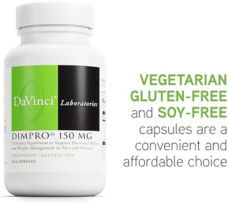 DAVINCI LABS DIMPRO 150MG CAPSULES - HORMONAL BALANCE & ESTROGEN METABOLISM SUPPORT - GLUTEN-FREE - 60 SERVINGS