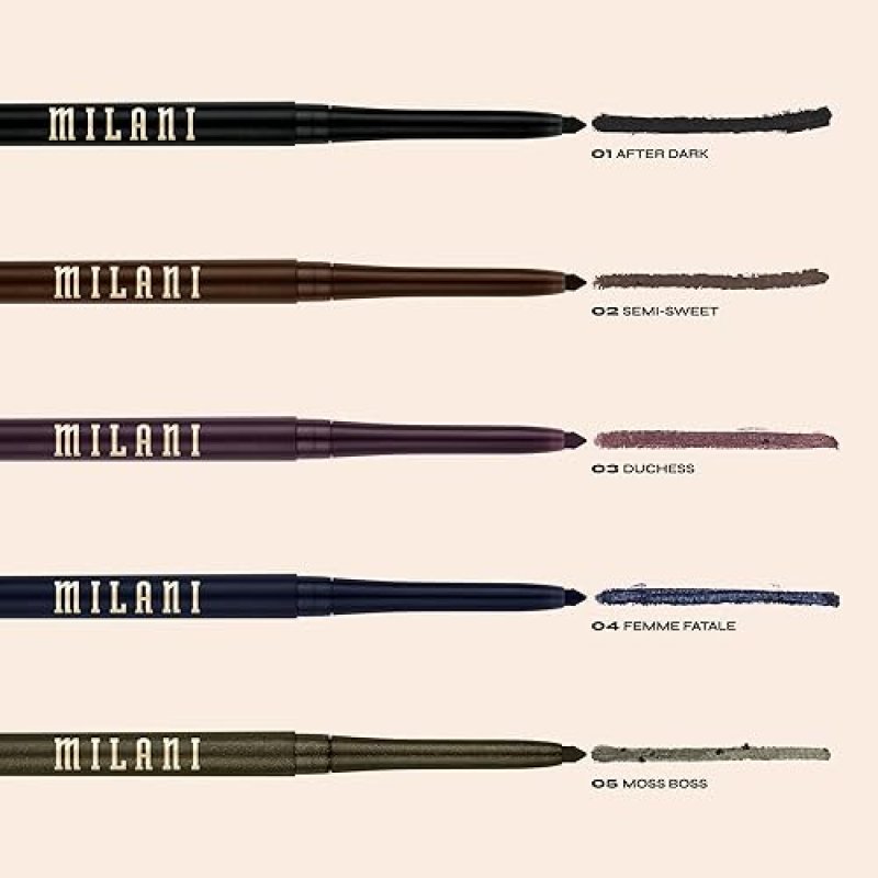 MILANI STAY PUT EYELINER - AFTER DARK, CRUELTY-FREE SELF-SHARPENING EYE PENCIL - HIGH PIGMENT SHADES FOR LONG WEAR