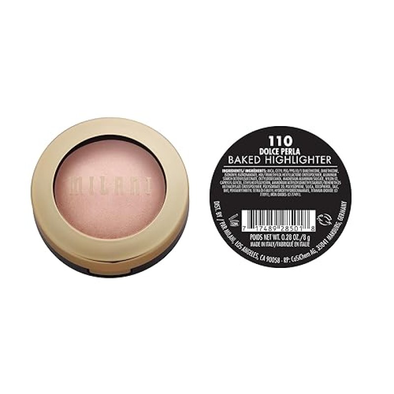 MILANI BAKED HIGHLIGHTER DOLCE PERLA - SHIMMERY CRUELTY-FREE POWDER, 0.25 OZ