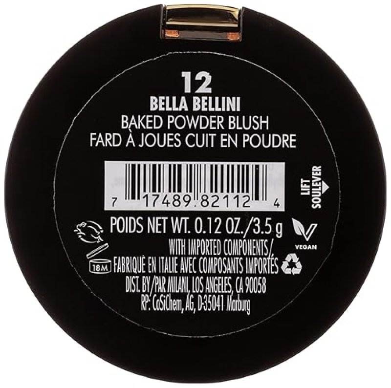 MILANI BAKED BLUSH BELLA BELLINI 0.12 OZ VEGAN CRUELTY-FREE POWDER BLUSH - HIGHLIGHT & CONTOUR FACE